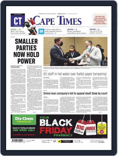 Cape Times November 4th, 2021 Digital Back Issue Cover