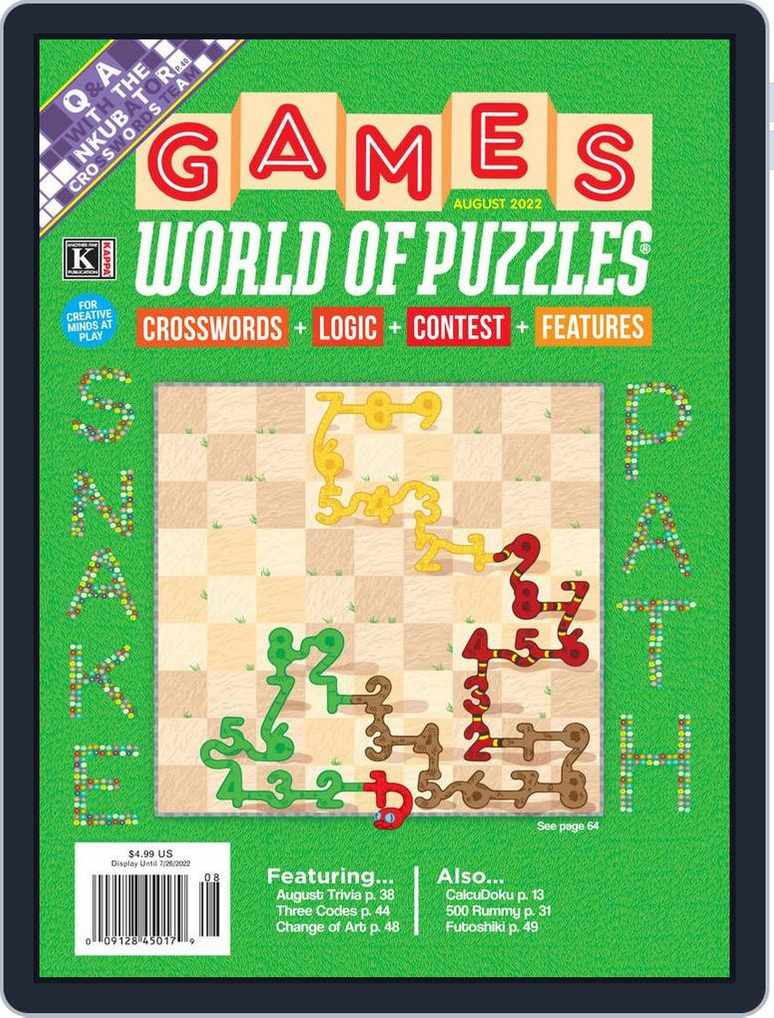 Glans Verwaarlozing Smeren Games World of Puzzles August 2022 (Digital) - DiscountMags.com