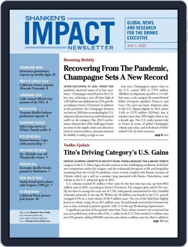 Shanken's Impact Newsletter July 1st, 2022 Digital Back Issue Cover