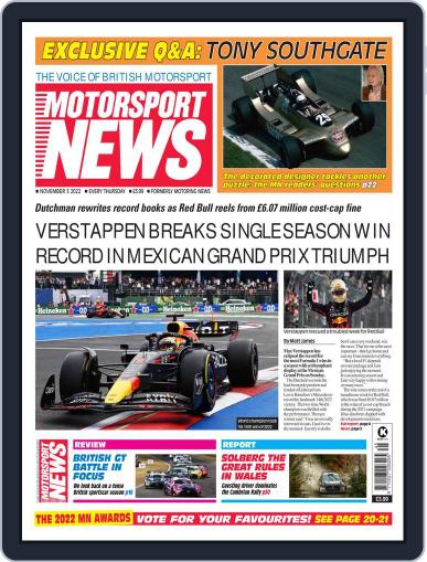 Motorsport News November 3rd, 2022 Digital Back Issue Cover