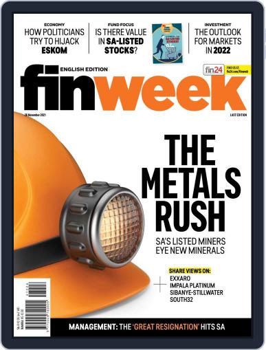 Finweek - English November 26th, 2021 Digital Back Issue Cover