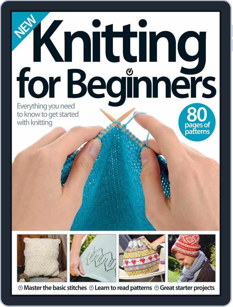 Learn to Knit Kit by Loops & Threads 4 Bonus Projects /Pair Of Size 8  Needles.