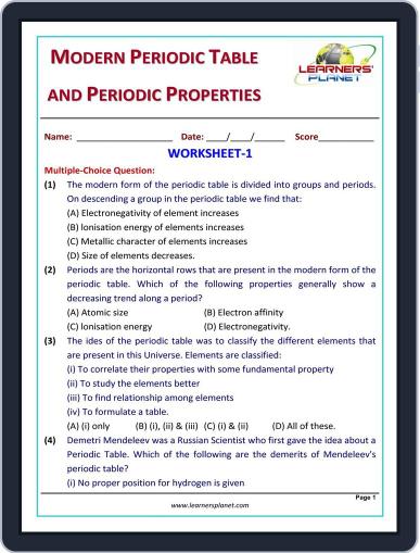 Grade-10-Chemistry-Olympiad: Modern Periodic Table & Periodic Properties Digital Back Issue Cover