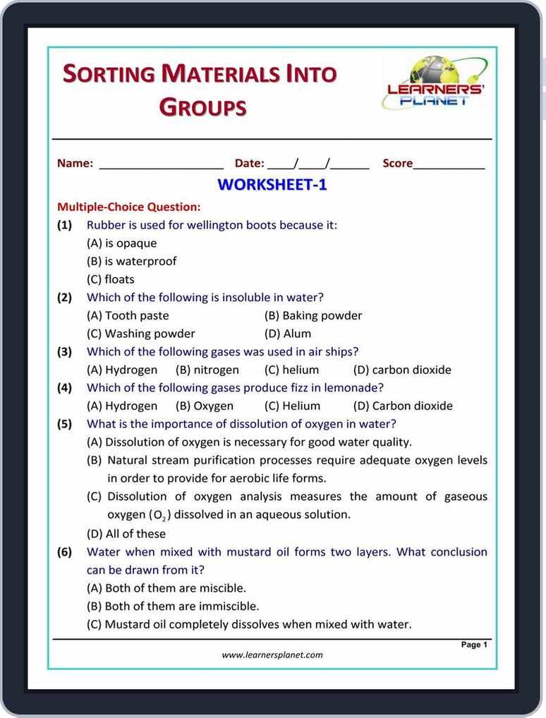 Grade-6-Science-Olympiad Sorting and Separation of Materials into