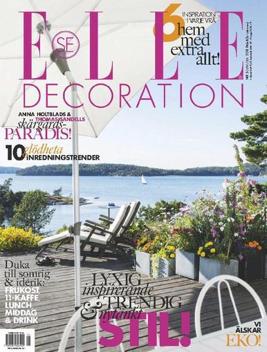 ELLE Decoration Sweden June 1st, 2018 Digital Back Issue Cover