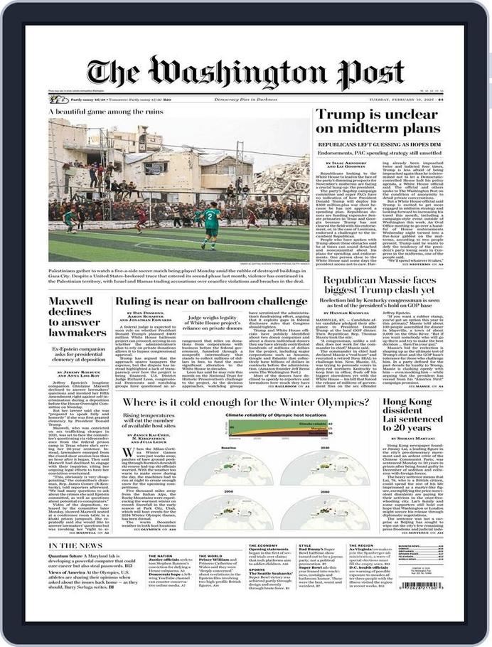 Washington Post Label The Washington Post February 10, 2026 (Digital) - DiscountMags.com