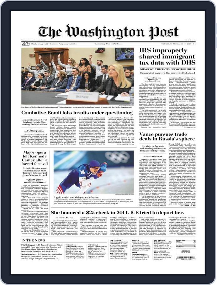 Washington Post Label The Washington Post February 12, 2026 (Digital) - DiscountMags.com