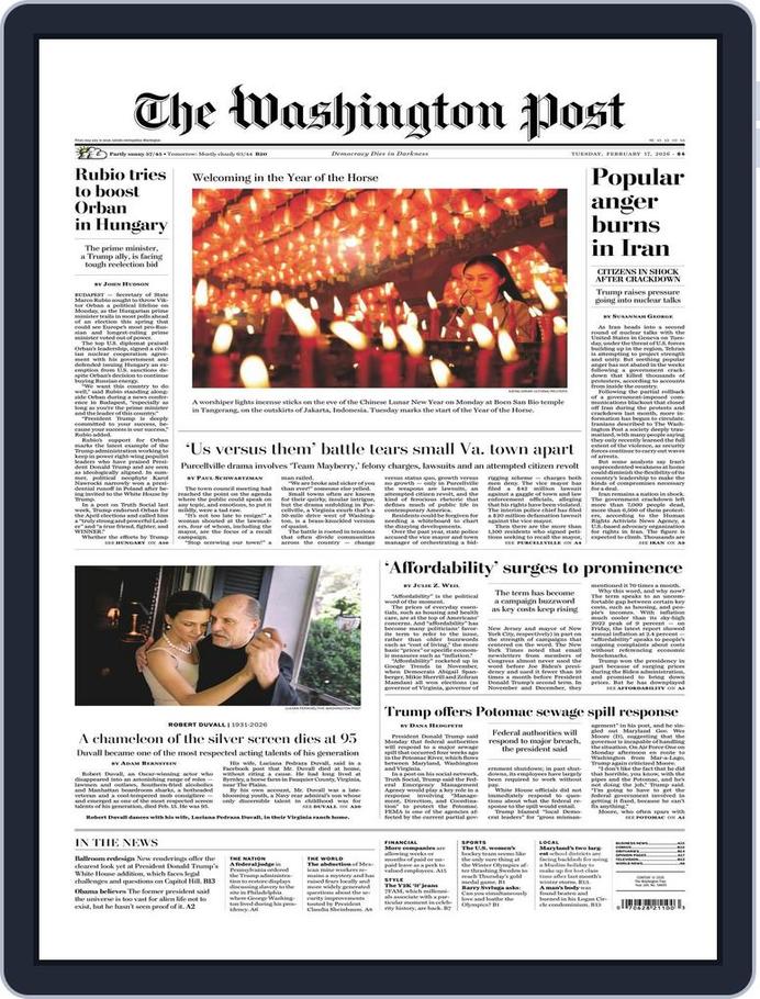 Washington Post Label The Washington Post February 17, 2026 (Digital) - DiscountMags.com