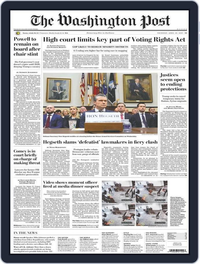 Washington Post Label The Washington Post April 30, 2026 (Digital) - DiscountMags.com