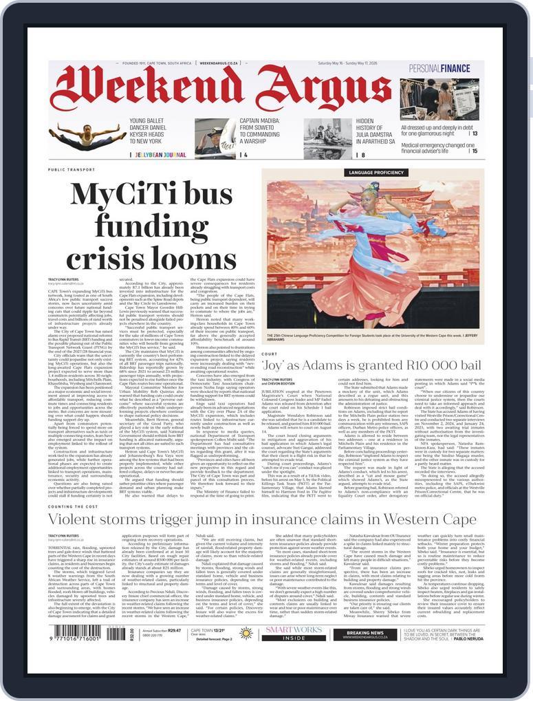 Weekend Argus Saturday 2026-05-16 (Digital) - DiscountMags.com