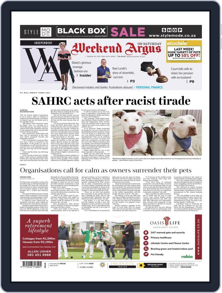 Weekend Argus Saturday 2022-11-26 (Digital) - DiscountMags.ca