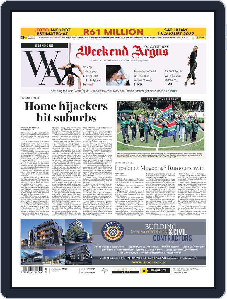 Weekend Argus On Saturday August 13, 2022 (Digital) - DiscountMags.com ...