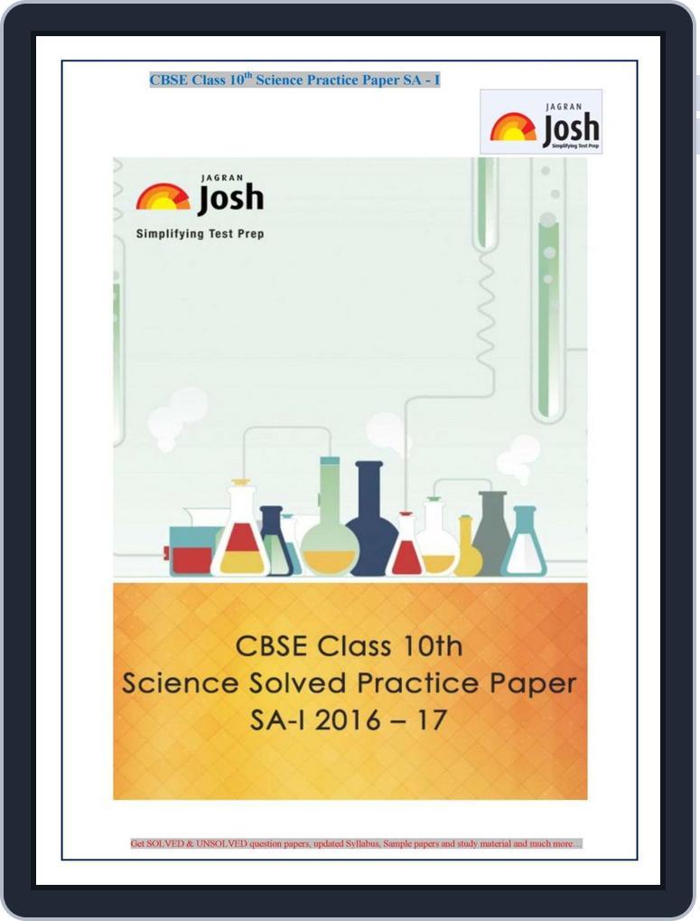 CBSE Class 10th Science & Mathematics Solved Practice Paper Magazine ...