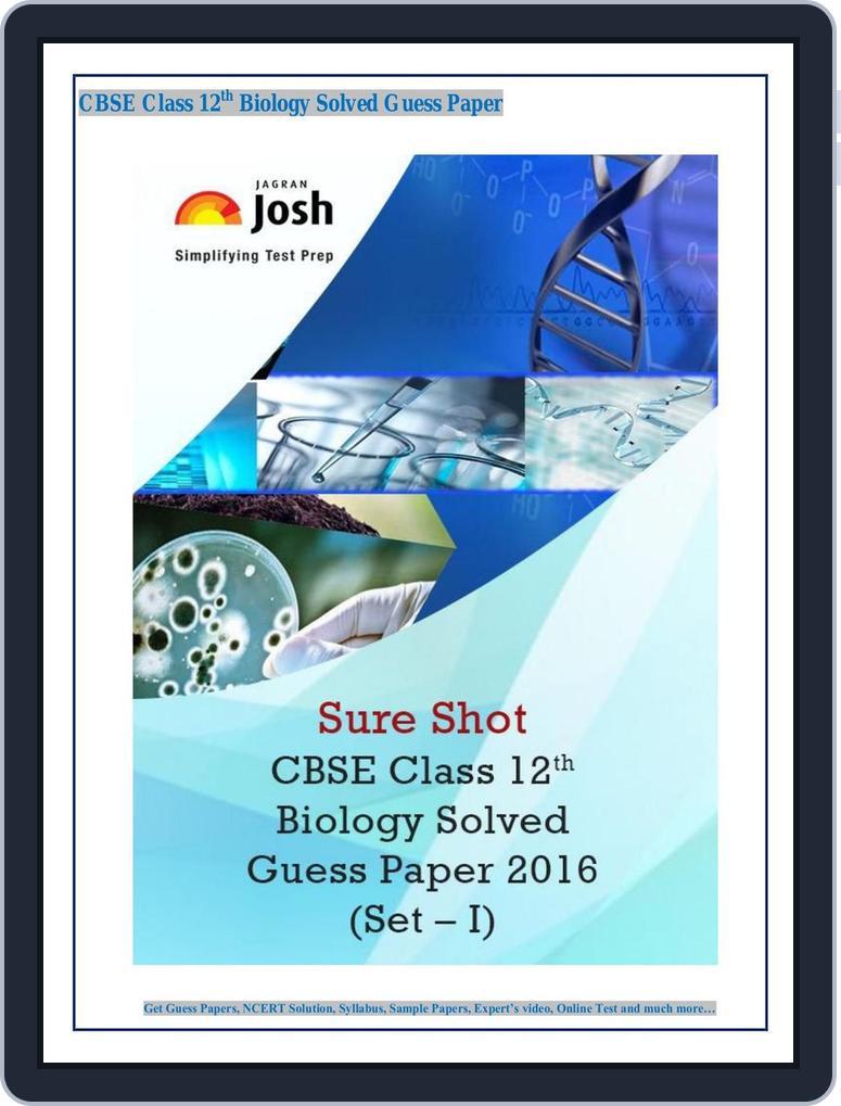 CBSE Class 12th Biology Solved Guess Paper Magazine (Digital ...
