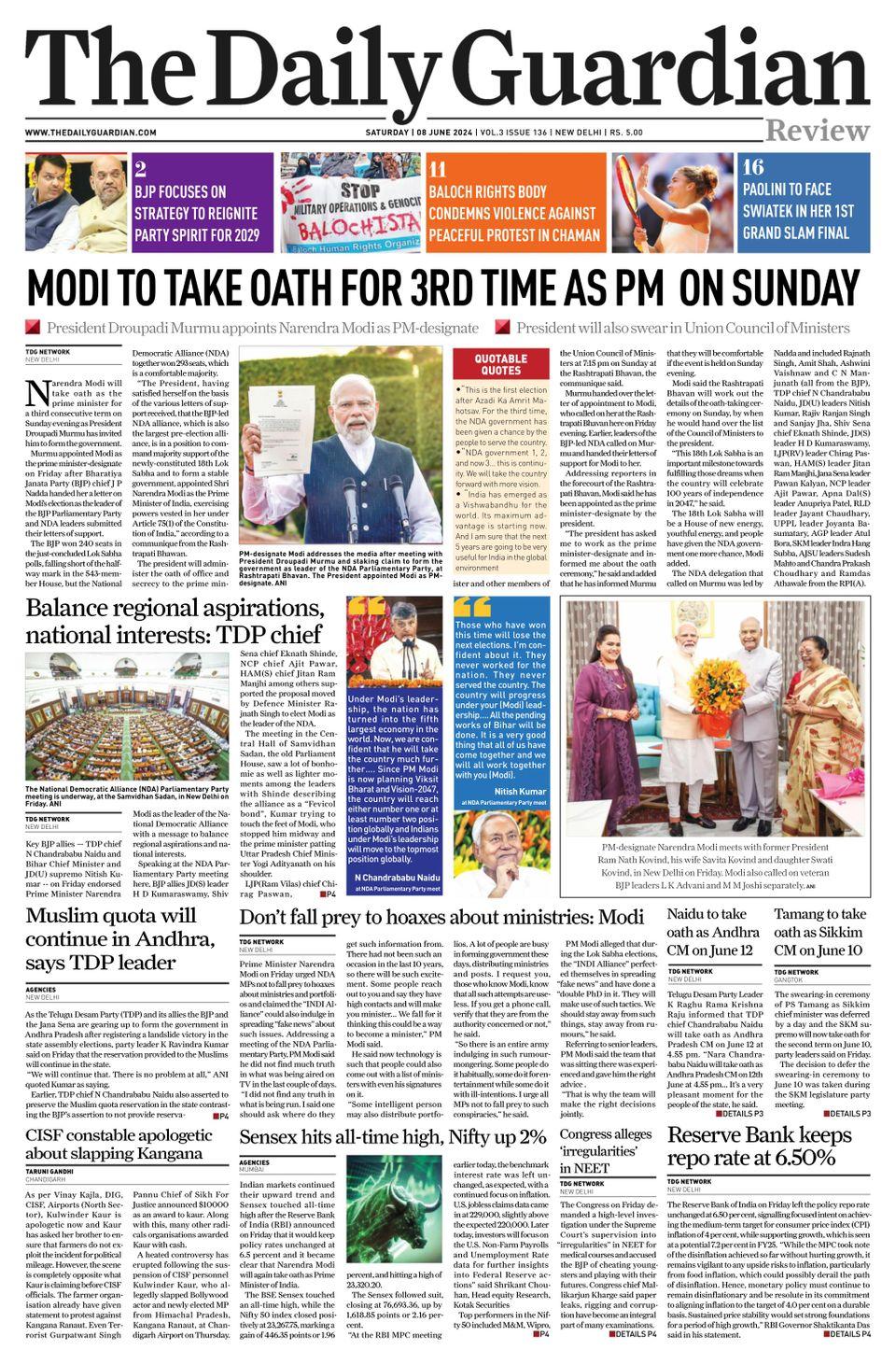 MODI TO TAKE OATH FOR 3RD TIME AS PM ON SUNDAY | - DiscountMags.com