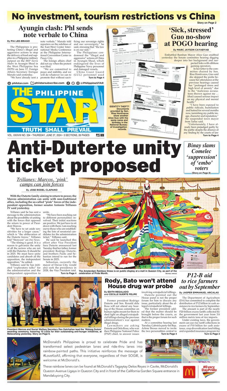 Anti-Duterte unity ticket proposed | JOSE RODEL CLAPANO - DiscountMags.com