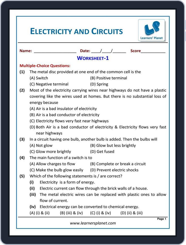 Basic Electricity Worksheet