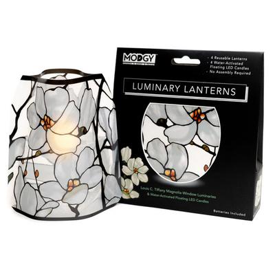 Louis C. Tiffany Magnolia Window Luminary Set [With Battery]