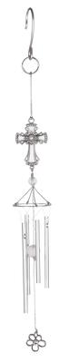 Pewterworks Cross Crystal Chime Wind Chime