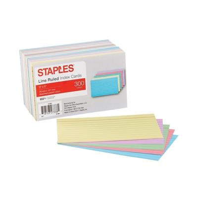 Tru Red 3 X 5 Index Cards, Lined, Assorted Colors, 300/Pack (Tr51002)