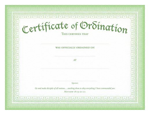 Ordination Certificate