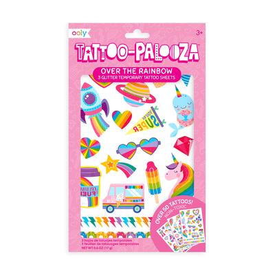 Tattoo Palooza Temporary Glitter Tattoo: Over the Rainbow - 3 Sheets