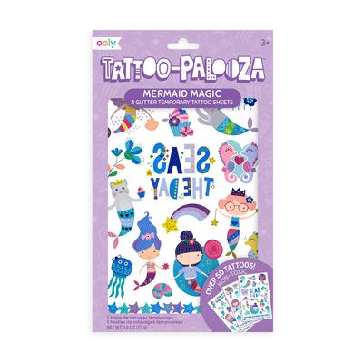 Tattoo Palooza Temporary Glitter Tattoo: Mermaid Magic - 3 Sheets