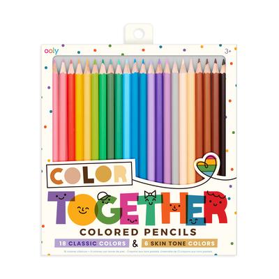 Color Together Colored Pencils - Set of 24 (18 Classic & 6 Skin Tone Colors)