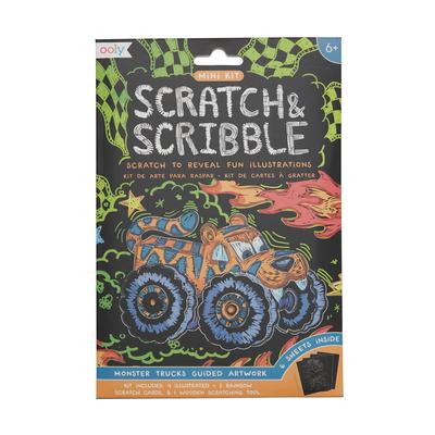 Mini Scratch & Scribble Art Kit: Monster Truck - 7 PC Set