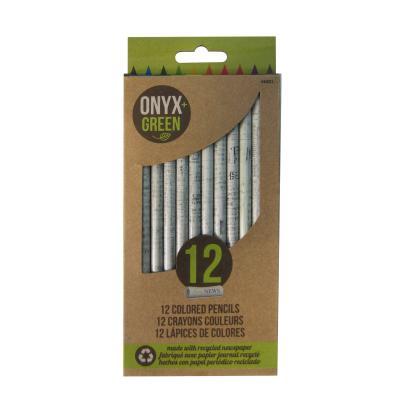 12pk Colored Pencils, Sharpened, Recycled Newspaper