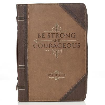 Bible Cover Xlarge Luxleather Strong and Courageous