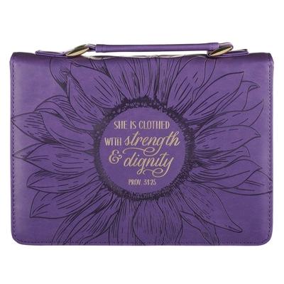 Bible Cover Large Purple She Is Clothed Proverbs 31:25