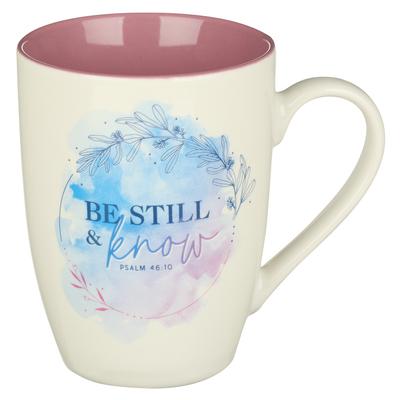 Christian Art Gifts Ceramic Mug for Women Be Still - Psalm 46:10 Inspirational Bible Verse, Watercolor, 12 Oz.