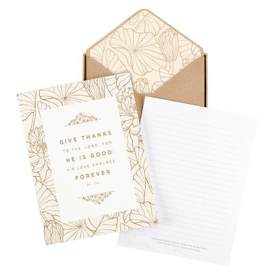 Christian Art Gifts Writing Paper and Envelope Set for Women Give Thanks - Psalm 106:1 Inspirational Bible Verse