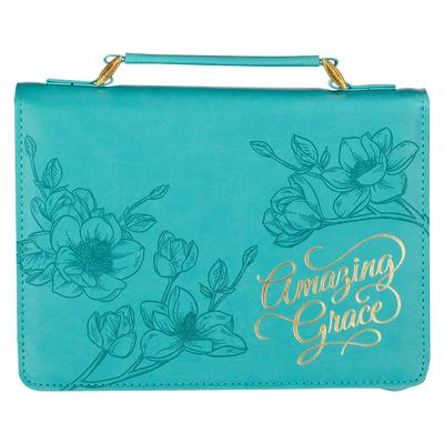 Christian Art Gifts Teal Bible Cover for Women, Amazing Grace, Large