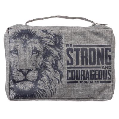 Christian Art Gifts Bible Cover Value Gray Strong & Courageous Jsh. 1:9, Large