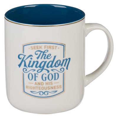 Christian Art Gifts Ceramic Coffee and Tea Mug for Women: Seek First the Kingdom of God - Matthew 6:33 Inspirational Bible Verse, Royal Blue and White Subscription