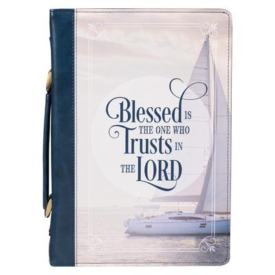 Christian Art Gifts Classic Faux Leather Bible Cover for Women: Blessed Is the One Who Trusts - Jeremiah 17:7 Inspirational Bible Verse, Creamy Beige, Subscription