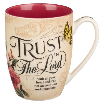 Christian Art Gifts Ceramic Coffee & Tea Mug: Trust in the Lord - Proverbs 3:5 Inspirational Bible Verse, Maroon, 12 Oz.