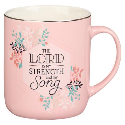 Christian Art Gifts Ceramic Coffee & Tea Mug for Women: The Lord Is My Strength - Psalm 118:14 Inspirational Bible Verse, Pink, 12 Oz.