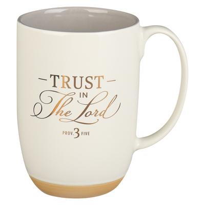 Christian Art Gifts Ceramic Coffee & Tea Mug: Trust in the Lord - Proverbs 3:5 Inspirational Bible Verse, Creamy Beige, 15 Oz.