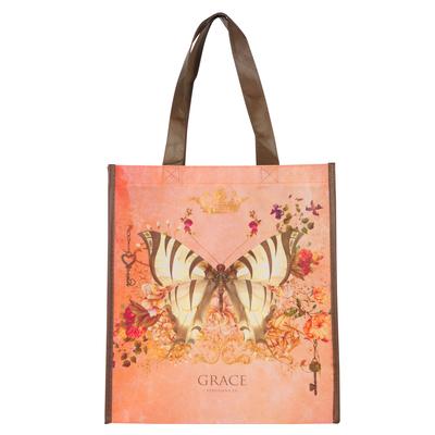 Christian Art Gifts Floral Butterfly Reusable Multicolor Shopping Tote Bag for Women: Grace - Eph. 2:8 - Easy-Hold, Durable, Collapsible, Religious Ha