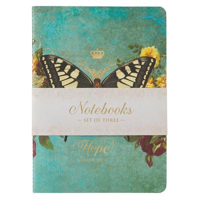 Christian Art Gifts Floral Butterfly Notebooks W/Scripture for Women, Grace, Hope, Be Still Assorted Bible Verses, Slim Flexible Covers, Durable Cards