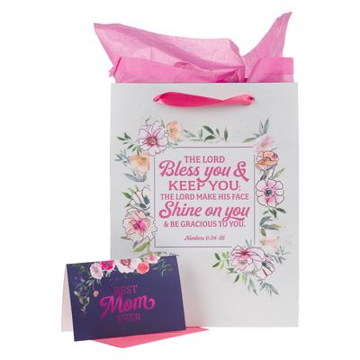 Christian Art Gifts Large Landscape Gift Bag W/Card & Tissue Paper Set: Best Mom/May the Lord Bless You & Keep You - Numbers 6:24 Inspirational Bible