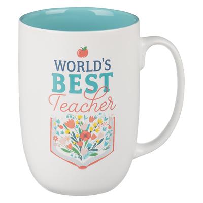 Christian Art Gifts Large Ceramic Novelty Scripture Coffee & Tea Mug for Women: World's Best Teacher - Ecclesiastes 2:26 Inspirational Bible Verse, Wh