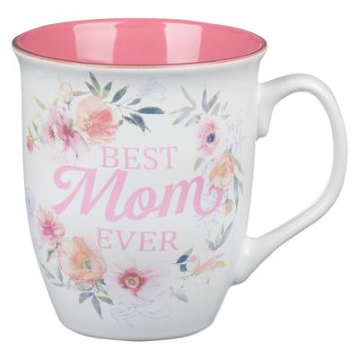 Christian Art Gifts Large Ceramic Novelty Scripture Coffee & Tea Mug for Women: Best Mom Ever - Numbers 6:24 Inspirational Bible Verse, Floral, Pink &