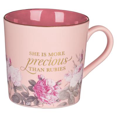 Christian Art Gifts Large Ceramic Novelty Scripture Coffee & Tea Mug for Women: More Precious Than Rubies - Proverbs 31:10 Inspirational Bible Verse,