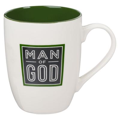 Christian Art Gifts Ceramic Coffee and Tea Mug for Men: Man of God - 1 Tim. 6:11 Inspirational Bible Verse, Black & Green, 12 Oz.