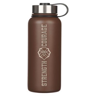 Christian Art Gifts Large Stainless Steel Double Wall Vacuum Sealed Insulated Water Bottle for Men & Women: Strong & Courageous - Josh. 1:9 Inspiratio