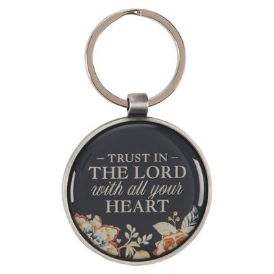 Christian Art Gifts Inspirational Keychain for Women: Trust in the Lord - Encouraging Bible Verse Proverb Accessory for Girls, Round Silver Coated Key